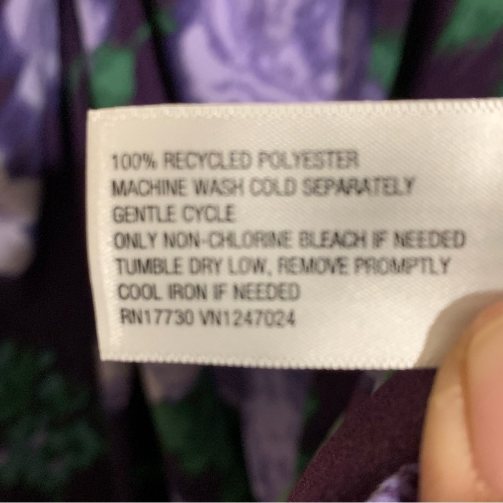 A New Day Floral Spring Purple Dress size XL puffed sleeves - Picture 8 of 11